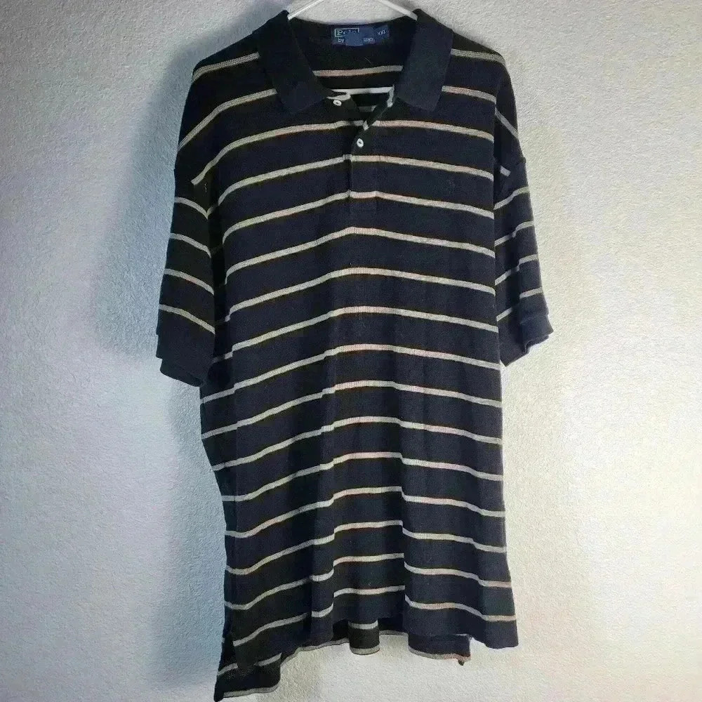 Vintage Polo Ralph Lauren Polo Black and Yellow Striped Sz XXL